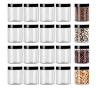 PORFOYO Lot de 20 boîtes de conservation en plastique - 120 ml - Avec couvercle - Transparent - Pour épices, céréales, bonbons