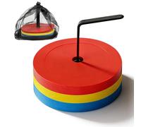 PORFOYO Lot de 24 disques de marquage antidérapants, marqueur de terrain de jeu, marqueur d'entraînement avec support et sac en filet, idéal pour le hockey, le patinage, le football, le handball