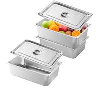 PORFOYO Lot de 3 plats à panure en acier inoxydable avec couvercle - Pour côtelettes - Récipient en acier inoxydable - 32,5 x 17,5 x 6,5 cm