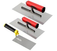 PORFOYO Lot de 3 truelles de maçon en acier inoxydable avec poignée souple, truelle de lissage professionnelle en acier inoxydable pour masses de plâtre, béton