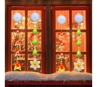 PORFOYO Lot de 4 étoiles LED - Éclairage de Noël pour fenêtre intérieure - Décoration de Noël - Fonctionne avec piles - Pour mariage, fête, Noël (plusieurs styles)