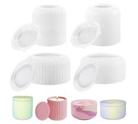 PORFOYO Lot de 4 Moules en Silicone, Moule en Silicone avec Couvercle, Moules en Résine, Moules en Résine Epoxy pour Les bougeoirs et Les Décorations de Table DIY, 4 Styles