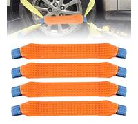 PORFOYO - Lot de 4 sangles d'arrimage transversales universelles de 50 mm x 40 cm - Sangle d'arrimage pour voiture, moto, bateau, camion, remorque - Orange - Polyester - 5 tonnes de force de serrage