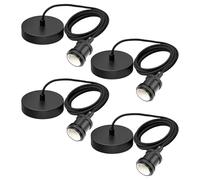 PORFOYO Lot de 4 suspensions de lampe E27 en métal vintage avec câble de 150 cm - Noir - Suspension de lampe E27 - Vintage - Pour éclairage de plafond - Bricolage mural
