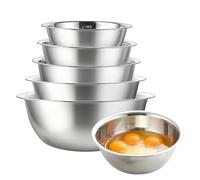 PORFOYO Lot De 5 Bols Mélangeurs En Acier Inoxydable, 580/900/1600/2050/2600 Ml Cul De Poule Inox, Bol Inox Avec Repère D'Échelle, Saladiers En Acier Inoxydable Empilables, Bol À Mixer Pour Cuisine