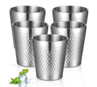 PORFOYO Lot de 5 gobelets empilables en acier inoxydable - 300 ml - Double paroi - Gobelets en acier inoxydable - Gobelets de camping - Incassables - Pour la maison, l'extérieur, le restaurant