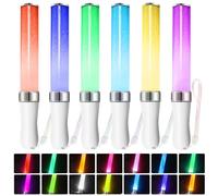 PORFOYO Lot de 6 bâtons lumineux LED, 15 couleurs, accessoires de fête, plumeaux, bâtons lumineux pour concerts, bâtons lumineux LED, pour Noël, concert, fête, mariage