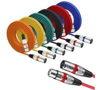 PORFOYO Lot de 6 Cable XLR, XLR Cable Equilibré 3 Broches Mâle vers Femelle, 2m Câble Micro, Cordon Micro Multicolore pour Record Mixer AMP Limiter Speaker pour Des Niveaux Micro ou Ligne Analogique