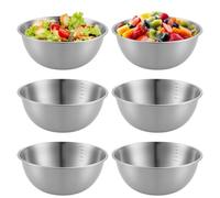 PORFOYO Lot De 6 Cul De Poule Inox, 2100 Ml Bols En Acier Inoxydable, Ø 22,5 Cm Saladiers En Acier Inoxydable, Bols Ronds En Avec Marques De Mesure, Saladier Inox Pour Salade, Collations