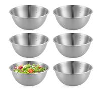 PORFOYO Lot De 6 Cul De Poule Inox, 700 Ml Bols En Acier Inoxydable, Ø 17 Cm Saladiers En Acier Inoxydable, Bols Ronds En Acier Inox Avec Marques De Mesure, Saladier Inox Pour Salade, Collations