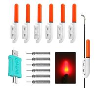 PORFOYO Lot De 6 LED Veilleuse Bâton Lumineux Pêche: Bâtons Lumineux De Pêche, avec Batterie Rechargeable, étanche, Canne à Pêches LED, Bâton Lumineux Accessoires De Pêches pour Pêche De Nuit (Rouge)