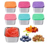 PORFOYO Lot De 6 Mini Pots À Sauce Avec Couvercles, 180 Ml Boîtes À Goûter En Acier Inoxydable, Récipients De Collation En Acier, Récipient De Snacks Pour Le Travail, École, Voyager