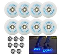 PORFOYO Lot De 8 Roues De Rollers En Ligne 72/76/80 MM, Avec Roulement À Billes, Roue De Roller, Roues Universelles En Polyuréthane Pour Tous Les Types De Patins À Roulettes (76MM)