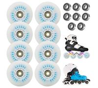 PORFOYO Lot De 8 Roues De Rollers En Ligne 72/76/80 MM, Avec Roulement À Billes, Roue De Roller, Roues Universelles En Polyuréthane Pour Tous Les Types De Patins À Roulettes (80MM)