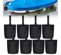 PORFOYO Lot de 8 sacs de sable à remplir pour tonnelle, sacs de sable, petits poids de tonnelle, avec clips de fixation, ensemble de sacs à eau pour protection contre le vent, lestage