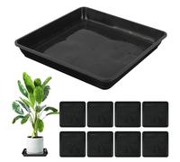 PORFOYO Lot de 8 soucoupes rectangulaires en plastique pour pot de fleurs - 30 x 30 cm