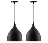 PORFOYO Lustre Industriel Vintage, 2 Lampe Suspendue Ø17cm, Hauteur Réglable 120cm, Luminaire Suspendu en Métal avec Lumière Chaude 15W, Lustre Cuisine pour Salon, Salle à Manger & Bar