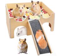 PORFOYO Maison pour Cochon d'Inde, Maison pour Cochons d'Inde, Grande Cabane Cochon d'Inde avec Rampe 4 Entrées, Jouet pour Cochon d'Inde Bois pour Hamsters, Chinchilla, Petit Animal
