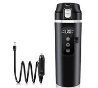 PORFOYO Mini bouilloire pour voiture, 12 V, 500 ml, noire, réglage de la température variable jusqu'à 100 °C, pour camion, voyage, camping