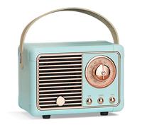 PORFOYO Mini Haut-Parleur Bluetooth Rétro, Portable Haut-Parleur sans Fil avec Radio FM, Rechargeable Poste Radio Vintage, Bluetooth 5.0/USB/TF/Aux, pour Vintage Décoration (B)