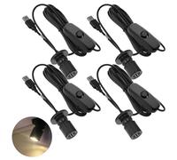 PORFOYO MiniS Projecteur LED USB,4 Pièces 3W 5V MiniS Spots Lumineux USB Avec Interrupteur,Mini Spot Lumineux Pour Vitrines,Armoires A Bijoux,Porches(Lumière Blanche Chaude 3000K)