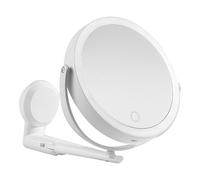 PORFOYO Miroir Grossissant Lumineux Mural, Miroir De Maquillage 360° Pivotant Et Extensible, LED Rechargeable pour Salle De Bain, Bureau(Blanc)