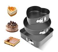 PORFOYO Moule à Gateau, Moule à Gateau Rond, Lot De 3 Moule à Charnière, Ensemble Antiadhésif Moules à Charnière en Acier Inoxydable, Moule à Manqué pour Faire Gâteaux Pizzas Pain (20cm/22cm/24cm)