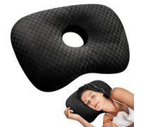 PORFOYO Oreiller avec Trou, Coussin Piercing avec Trou, Oreiller Beignet, Piercing Pillow, Coussin Piercing Oreille pour Personnes Dormant sur Côté(Noir)
