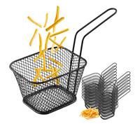 PORFOYO Panier À Frites En Acier Inoxydable, 12 PCS Mini Paniers À Frites, Panier Pour Aliments Frits Avec Anse, Individuel Paniers À Frites Chips Crépine Pour Servir Des Frites, Crevettes
