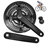 PORFOYO Pédalier de Vélo 28/38/48T, 170 mm Pedalier Velo, Alliage D'aluminium Pedalier VTT avec Plateau pour VTTVélo de Route à Vitesse Variable