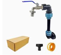 PORFOYO Robinet à Col de Cygne IBC 3/4", 2 Set Robinets IBC, Accessoire de Réservoir IBC, Robinet de Fermeture pour Récipient d’Eau de Pluie, Remplissage Facile de l’Arrosoir, Bleu