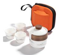 PORFOYO Service à thé chinois Gongfu, Ensemble de théière en céramique portable 200ml, Ensemble de thé en porcelaine de haute qualité, Ensemble de théière en céramique, Ensemble tout en un pour voyage