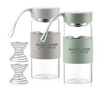 PORFOYO Shaker Glas 2 Pièces 480 ML, Shaker en Verre avec Boules de Mélange en Acier Inoxydable, Flasche Shake Becher pour Shakes de Fitness et Protéines