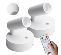 PORFOYO Spot LED Sans Fil Rechargeable Par USB Avec Télécommande, 2 Pièce Spot Sans Fil D'intérieur Avec 3 Températures De Couleur, Lampe Murale Sans Fil Pour Art, Plantes, Portraits