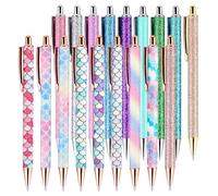 PORFOYO Stylos à Bille Brillants,18 PCS Stylo Rétractable en Métal,Stylos à Bille Rétractables à Encre 1,0 mm,Stylo à Bille Paillettes pour Anniversaire Mariage Noël École Fournitures de Bureau
