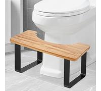 PORFOYO Tabouret Toilette, Tabouret de Toilette Ergonomique Type, en Bambou pour Adultes, Marche Pied Toilette Antidérapant en Bois, Tabouret Salle de Bain Compact et Naturel, Sain et Portable