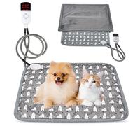 PORFOYO Tapis Chauffant pour Chiens Chats, Couverture Chauffante Électrique avec Température Réglable et Cordon Anti-Morsure, Coussin Chauffant pour Niche,45x45 cm