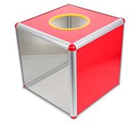 PORFOYO Tombola Box Boîte de loterie transparente avec alliage d'aluminium Urne de choix pour réunion annuelle Porte-billet Transparent Boîte de rangement cubique pour collecte de fonds 30 cm