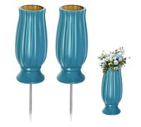 PORFOYO Vases de Cimetière, 2pcs Pots de Fleurs en Plastique, Vase Funéraire avec Drainage Amovible, Vases Funéraires pour Cimetière, La Décoration de Cimetière de Pierre Tombale
