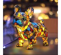 PORFOYO Veilleuse Artistique Série Chien,Série De Lampe De Table De Chien,Lumière En Forme De Chien,Veilleuse De Table En Résine Teintée Pour Amoureux Des Chiens,Lampe De Chambre,Lumière LED
