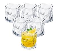 PORFOYO Verre À Whisky Irréguliers, Set de 6 Verres à Whisky 200ml, Design Plissé Unique, Set de Verre a Whisky Transparent Crystal Résistant Lave, Vaisselle
