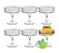 PORFOYO Verre Martini, 6 Pièces 200 Ml En Verre Cocktail élégant, Coupe Champagne Vintage à Longue Tige, Avec Pied Long Pour Apéritif Dessert Margarita Prosecco Vin Mousseux