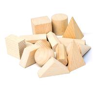 Porgeel 15 pièces de Formes 3D Bloc géométrique de Formes géométriques en Bois pour enseigner Le Puzzle en Bois