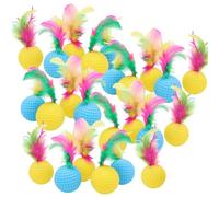 Porgeel 24 pièces Jouet de Balle de Chat 1 5 Jouets Chat colorés avec des Plumes balles interactives Jouet Golf en Plastique b