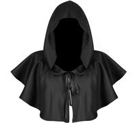 Porgeel Cape à Capuche Vintage Halloween médiéval pour Homme et Femme - Court Unisexe Doux et Respirant - Poncho à Capuche - Cape avec pour Cosplay païen