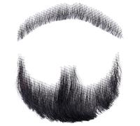Porgeel Fausse barbe cheveux humains barbe réaliste fausse moustache invisible faux coiffure faciale costume dentelle pour hommes scellant halloween cosplay costume fête noire