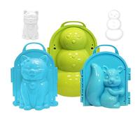 Porgeel Lot de 3 moules à Neige en Forme de Bonhomme Neige Chat écureuil réutilisables Jouets en Plein air pour l'hiver Noël pour Enfants Couleur aléatoire