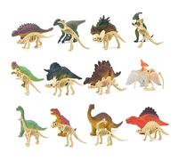 Porgeel Mini Figurines de Dinosaures 24 pièces/Ensemble squelettes de Dinosaures pour Enfants Figurines réalistes colorées os fossiles Jouets pour Filles et garçons âgés 3 Ans et Plus Noël