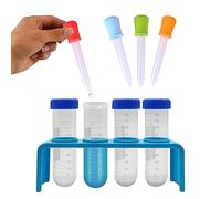 Porgeel Paquet de 9 Tubes à essai pour Enfants Tubes à essai en Plastique de 50 ML pour Enfants scientifiques avec Support et Compte-Gouttes pour Jouet Scientifique éducatif pour