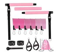 Porgeel Pilates Bar Kit with Resistance Bands and Ankle Bands, 180lbs 3-Section Pilates Kit, Workout Equipment for Legs, Hip, Waist, Arm
